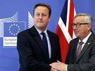 Britský premiér David Cameron a éf evropské komise Jean-Claude Juncker na...