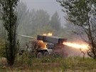 Raketomet grad na cviení ukrajinské armády nedaleko msta ernihiv na severu...