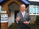 Nigel Farage, lídr Strany nezávislosti Spojeného království, hlasuje ve mst...