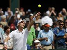 Americký tenista Sam Querrey bojuje v 1. kole Wimbledonu s Lukáem Rosolem.
