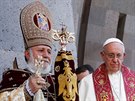 Pape Frantiek s katolikosem vech Armén Gareginem II. (26. ervna 2016)