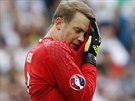 Nmecký gólman Manuel Neuer bhem utkání proti Severnímu Irsku.