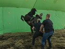 Zábr z natáení nejvtí bojové scény v seriálu Hra o trny