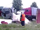 Nehoda kamionu a nákladního automobilu u tok na Havlíkobrodsku.