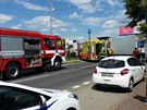 V Horních Poernicích v ulici Náchodská se srazily dva nákladní vozy...