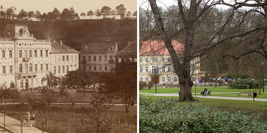Teplické lázn� kolem roku 1878 a v sou�asnosti