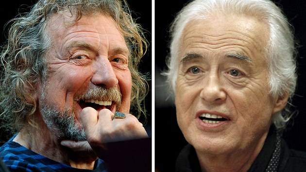 Zpvk Robert Plant (vlevo) a kytarista Jimmy Page z britsk rokov skupiny Led Zeppelin
