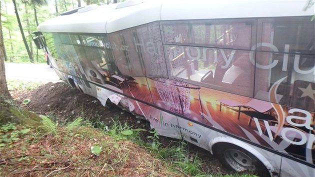 Autobus zavadil o chlapce na kolobce a pak zajel do pkopu (20.6.2016).