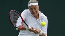 �eská tenistka Petra Kvitová ve wimbledonském souboji s Rumunkou Soranou...