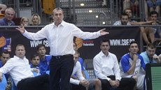Trenér české basketbalové reprezentace Ronen Ginzburg se pozastavuje nad hrou...
