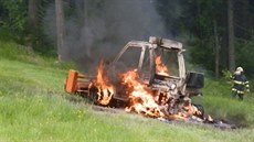 Poár zniil terénní sekaku u vleku Andl v Krkonoích (21.6.2016).