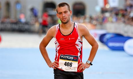 David Pelíek v cíli Olomouckého plmaratonu