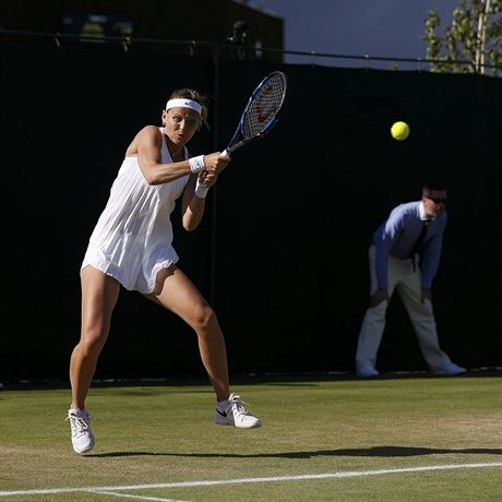 Lucie afov ve Wimbledonu v zpase proti Jan epelov.