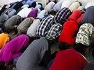 Muslimové pi modlitb v meit v imigrantské tvrti Neukölln v Berlín. (5. 7....