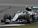 Nmec Nico Rosberg si v kvalifikaci na Velkou cenu Británie dojel pro druhé...