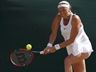 Petra Kvitová v dohrávce 2. kola Wimbledonu s Jekatrinou Makarovovou.