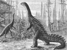 Ilustrace stegosaura pro lánek v asopise Scientific American z roku 1884. Na...