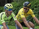 Peter Sagan v rozhovoru s Maciejem Bodnarem bhem tetí etapy Tour de France.