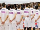 Srbtí basketbalisté ped zápasem olympijské kvalifikace v blehradské Kombank...