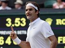 Roger Federer na své komplikované cest do semifinále Wimbledonu