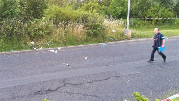 Policist na mst stelby na praskm Zlin.