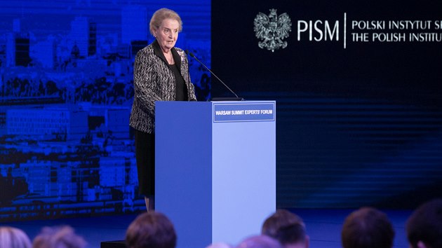 Bývalá americká ministryně zahraničí Madeleine Albrightová na expertní konferenci summitu NATO ve Varšavě