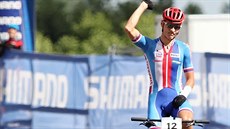 DRUHÝ. Jaroslav Kulhavý v cílové rovince závodu mistrovství sv�ta v Novém M�st�...