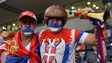 Srbští fanoušci na olympijské kvalifikaci v Bělehradě.