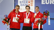 TRIO NEJLEP�ÍCH. Zleva Adam Sebastian Helcelet,   Thomas van der Plaetsen a...