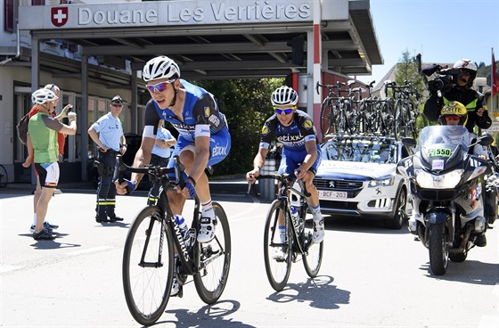 Tony Martin a Julian Alaphilippe v úniku v estnácté etap Tour de France.