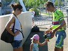 Roman Kreuziger, dcera Viktorka a manelka Michaela po etap v Bernu.