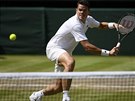 Milos Raonic ve finále Wimbledonu proti Andymu Murraymu.