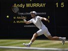 Skotský rodák Andy Murray bhem finálového utkání Wimbledonu proti kanadskému...