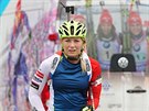 Biatlonistka Lucie Charvátová na soustední v Novém Mst na Morav