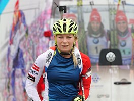 Biatlonistka Lucie Charvtov na soustedn v Novm Mst na Morav