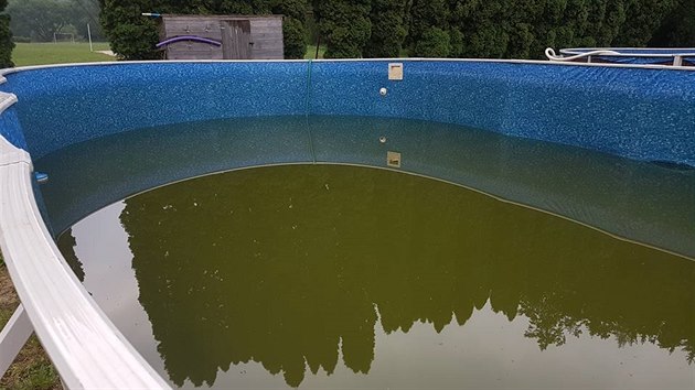 V bazénu se špinavou vodou je zákaz koupání.