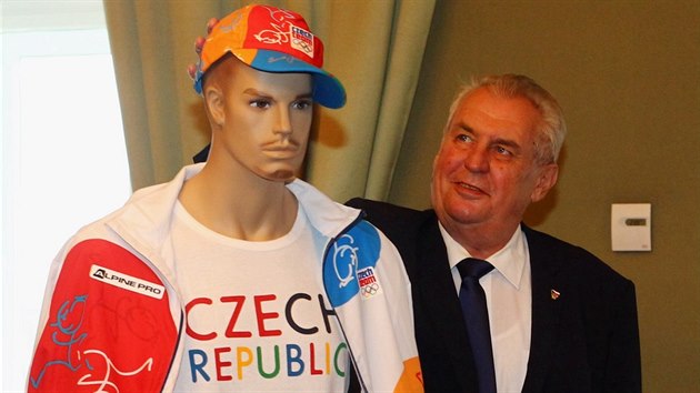 Prezident Milo Zeman a figurna s olympijskou kolekc do Ria