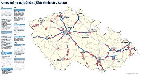 Omezen na nejdleitjch silnicch v esku