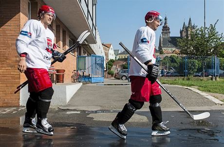 NA LED.  Hokejisté hradeckého Mountfieldu pecházejí z velké haly Fortuna arény...