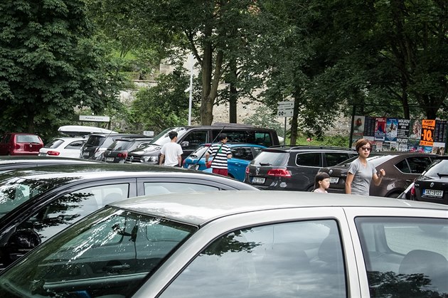 Turisté se mohou na krumlovských parkovitích setkat s neodbytnými ebráky,...