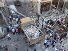 Následky vládních nálet v syrském Aleppu (11. ervence 2016)