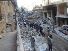 Následky vládních nálet v syrském Aleppu (11. ervence 2016)