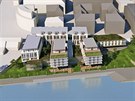 Vizualizace chystané stavby River Terrace Hotelu, který má vyrst na Hoejím...