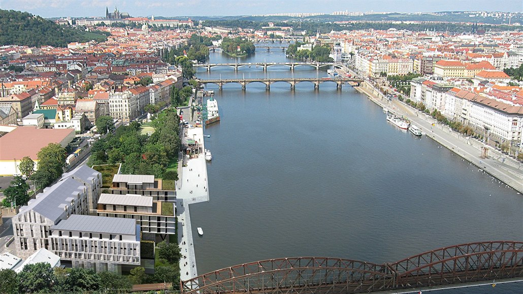Vizualizace chystané stavby River Terrace Hotelu, který má vyr�st na Ho�ej�ím...