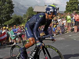 Nairo Quintana bhem osmnct etapy Tour de France.