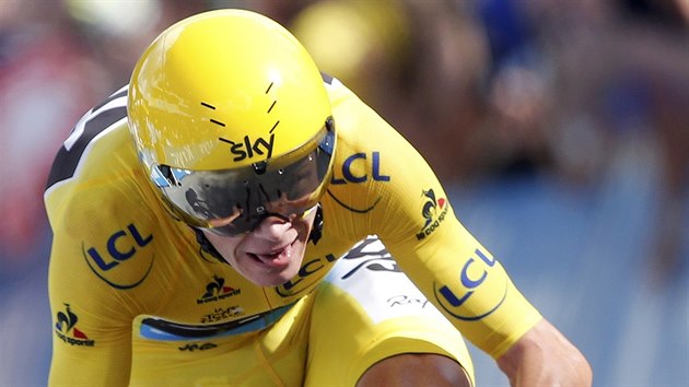 Chris Froome při vítězné jízdě v druhé časovce na Tour de France.