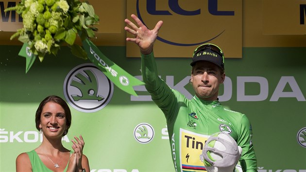 Peter Sagan zstv i po osmnct etap v zelenm trikotu.