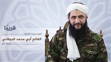 Vdce syrské fronty an-Nusra abú Muhammad Dúlání na snímku z videa, kterým...