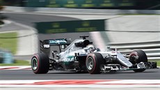 Lewis Hamilton pi tréninku na Velkou cenu Maarska F1.