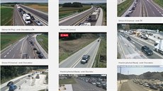 Zábry z kamer ÚAMK ukazují silný provoz v sobotu 23. ervence na dálnicích a...